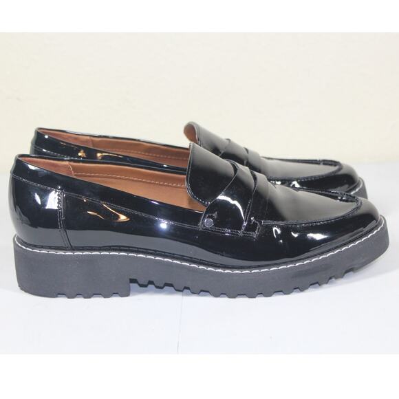 Franco Sarto Cassandra Lug Sole Penny Loafers Black Patent Sz 8.5 - Picture 1 of 5